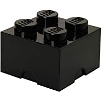 Room Copenhagen 40031733 Ladrillo de Almacenamiento de 4 espigas de Lego- Caja de almacenaje apilable- 5-7 l- Negro…
